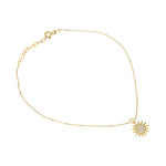 14k Solid Gold Sun Anklet