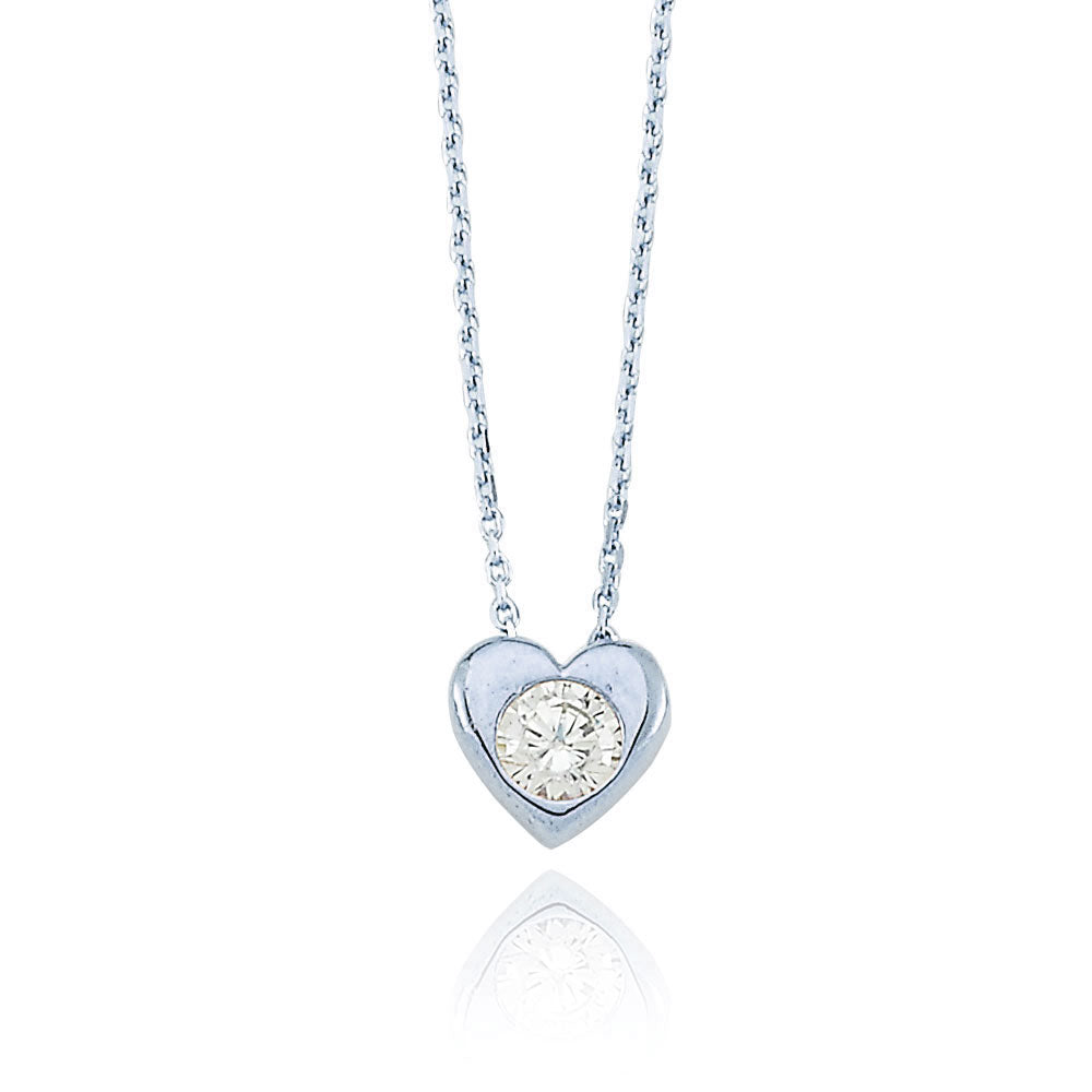 925k Sterling Silver Heart Necklace