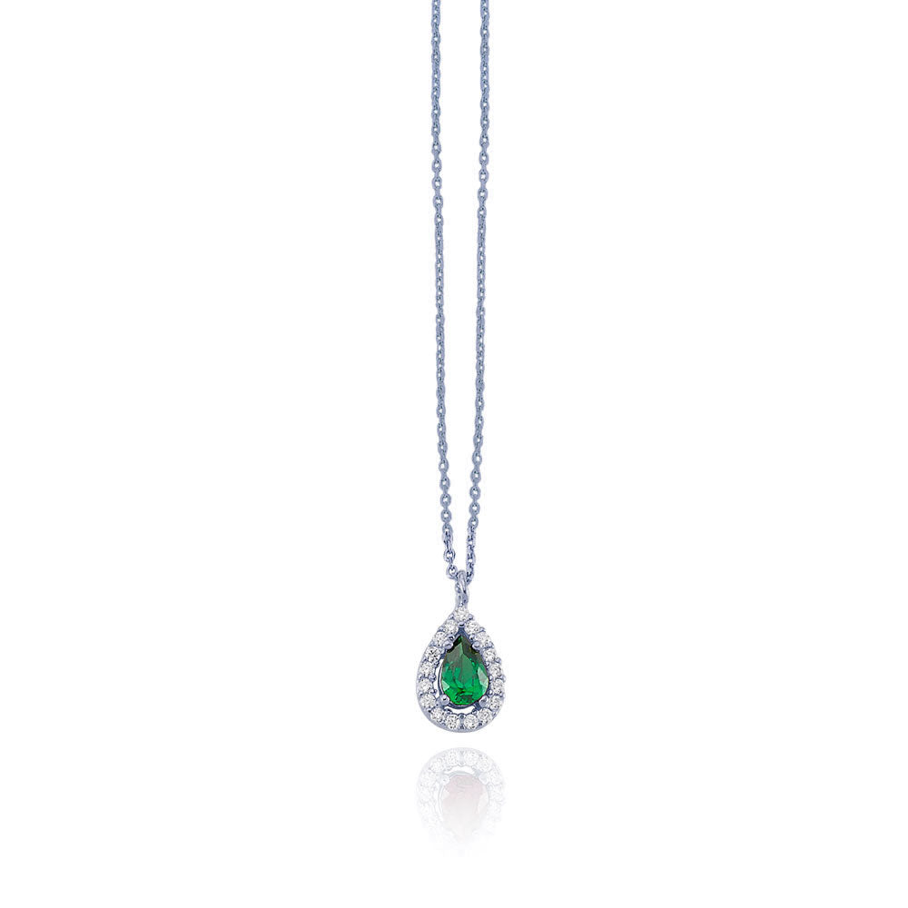 925k Sterling Silver Drop Pave Necklace