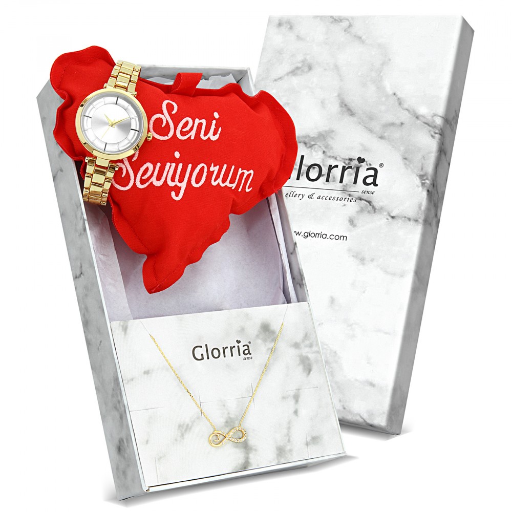 Glorria 14k Solid Gold Infinity Necklace - GIFT SET