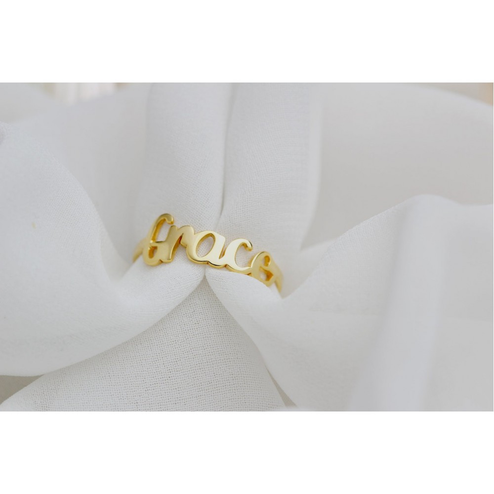 Glorria 925k Sterling Silver Personalized Handwritten Name Ring