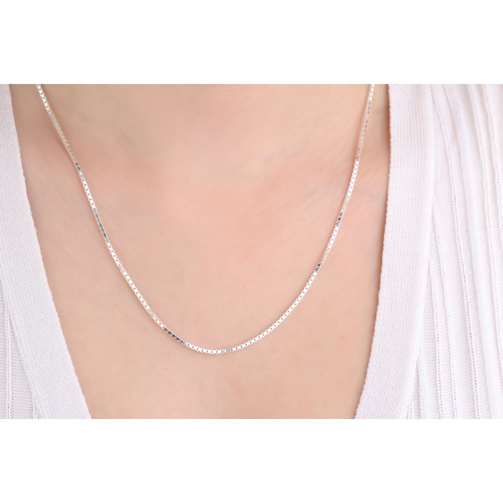 Glorria 925k Sterling Silver Cube Chain Necklace