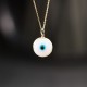 Glorria 14k Solid Gold White Evil Eye Beaded Necklace