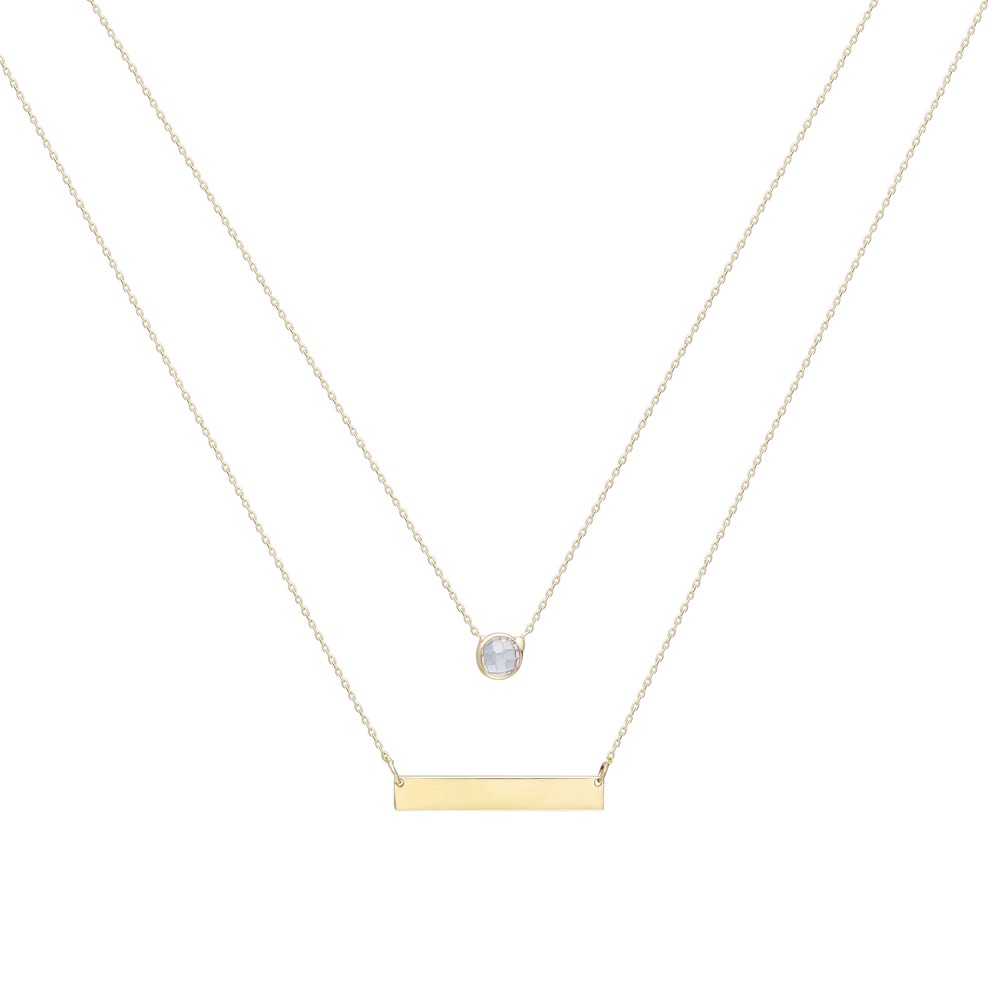 Glorria Gold İkili Combine Plate Solitaire Necklace