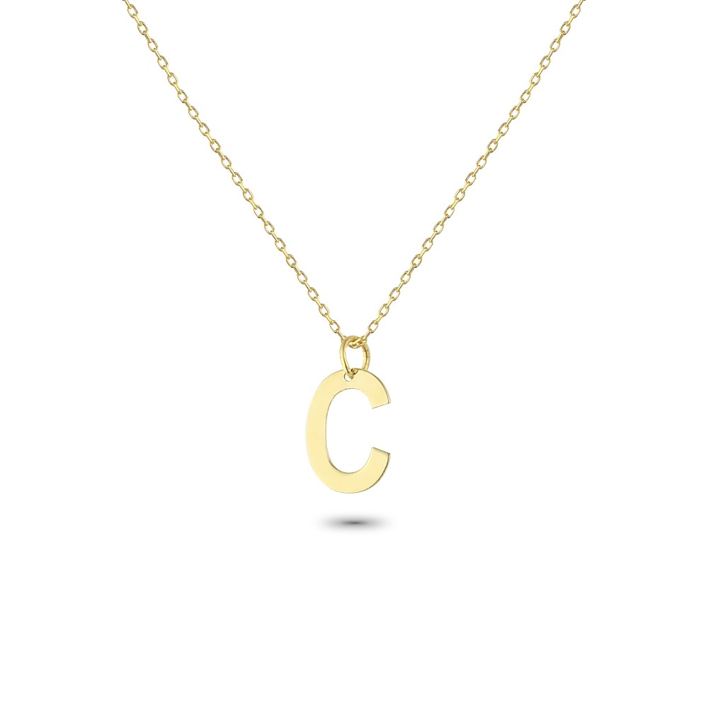 Glorria 14k Solid Gold Letter C Necklace