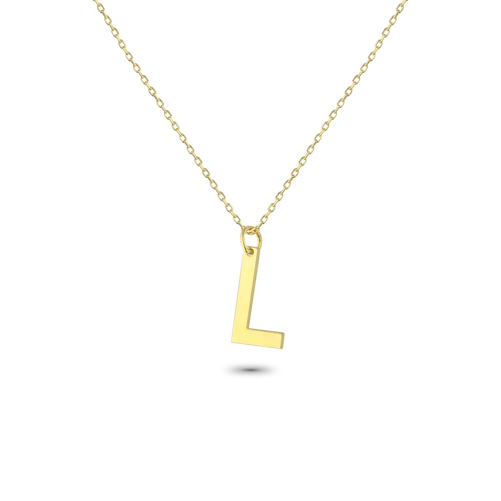Glorria 14k Solid Gold Letter L Necklace