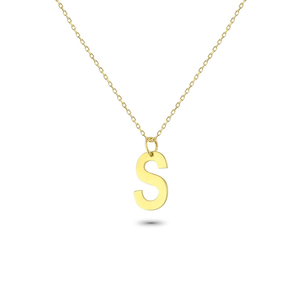 Glorria 14k Solid Gold Letter S Necklace